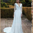 Chic A-Line Bridal Gown with Lace Long Sleeves and V-Neck Design