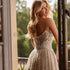 Formal Strapless Mermaid Wedding Dress with Sequins Pearls Boho Bridal Gown