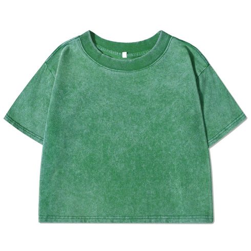 Slim Washed Cotton T-Shirt Women Casual Sport Short Sleeve Retro Tee Shirt