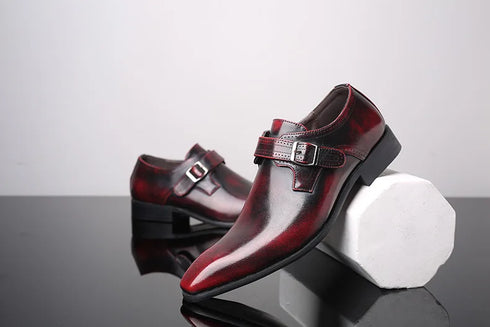 Men Pointed Toe Leather Shoes Slip On Low Heel Footwear