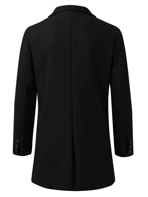 Trendy British Style Men's Long Sleeve Woolen Coat for Casual Autumn and Winter Wear