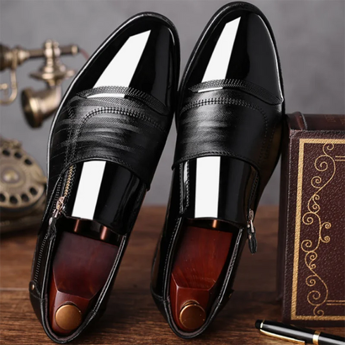 Elegant Slip-On Formal Dress Shoes for Men - Plus Size Pointed Toe Wedding and Business Casual Footwear