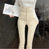 Beige Super High Waist Pencil Jeans Women Korean Slim Denim Pants