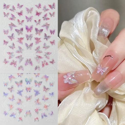 Adorable Pink Christmas Nail Art Stickers with Shiny Shells, Cute Snowflakes, Stars, and Wreaths - 5D Embossed Nail Decorations for Festive Nail Designs