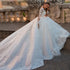 Luxury Wedding Dresses O-Neck A-Line Bridal Gowns Lace Appliques Long Sleeves