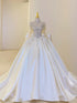 Sweet Square Collar Satin Wedding Dress Plus Size Ball Gown