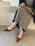 Elegant Pointed Toe Slingback Sandals Low Heel Mules