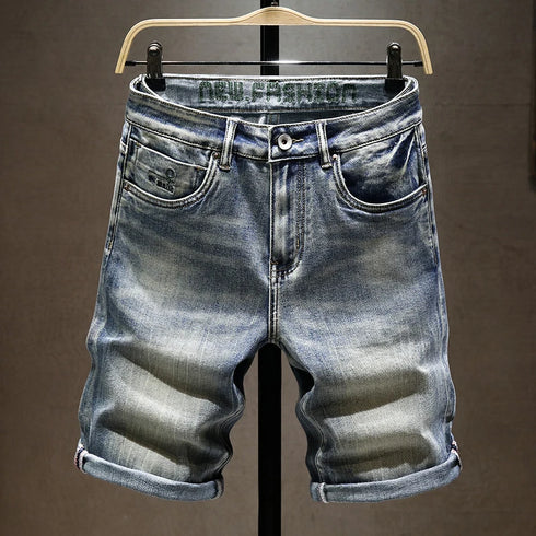 Summer Men's Stretch Short Jeans Casual Slim Fit Denim Shorts