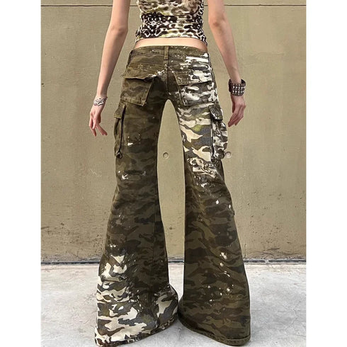 Camouflage Jeans Women Y2K Hip Hop Vintage High Waisted Denim Pants