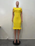 Elegant Ruffle Evening Dress Solid Selvedge High Waist Midi Dresses