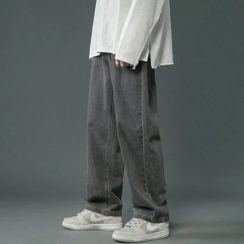 Wide-leg Straight Pants Retro Jeans for Men Casual Style