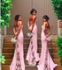 Mermaid Lace Long Bridesmaid Dress With Sweetheart Neckline, Backless Spaghetti Straps