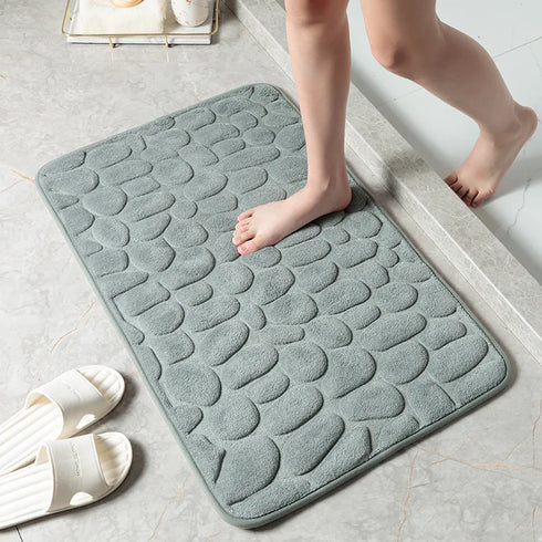 Mat Non Slip Cobblestone Embossed Bathroom Rug Memory Foam Doormat