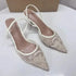 Sexy Mesh Pointed Stiletto Mules Women Heels Elegant