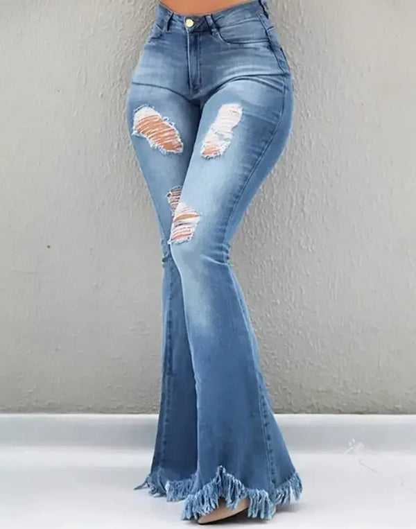 High Waist Jeans Skinny Bell-Bottom with Belt for Women Jeans