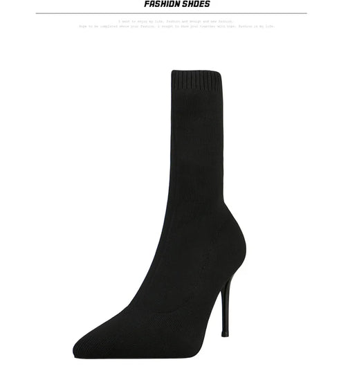 Sexy Sock Boots Knitting Stretch High Heels for Women Fashion Shoes Ankle Boots