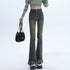 Ripped High Waist Flared Jeans For Women Retro Denim Trousers Casual Street Style Classic Fit