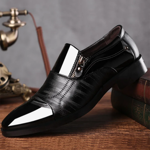 Elegant Slip-On Formal Dress Shoes for Men - Plus Size Pointed Toe Wedding and Business Casual Footwear
