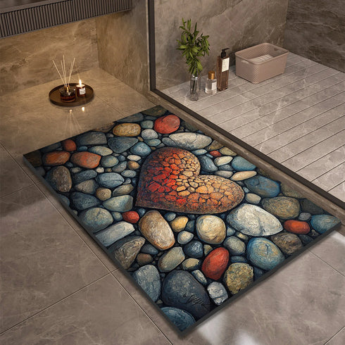 Stone Design Diatomite Bath Mat Non Slip Absorbent Quick Dry Shower Foot Mat