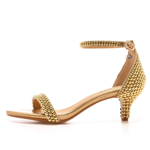 Elegant Beaded Open-Toe Sandals with Thin Heels for Weddings and Parties