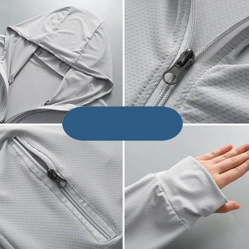 Plus Size Lightweight Summer Windbreaker Jacket for Men - Hooded, Quick-Drying, UPF 50 Sun Protection, Breathable Casual Coat for Outdoor Activities