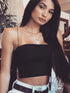 2024 New Fashion Women Spaghetti Strap Crop Top Sexy Bodycon Sleeveless Cami Tube Top Basic Plain Camisole