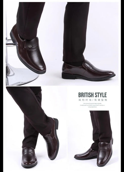Elegant Leather Men’s Formal Shoes - Luxury Slip-On Loafers for Dressy Occasions, Breathable Moccasins, Versatile Casual Business Footwear in Plus Sizes 38-44