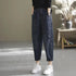 Harem Style Printed Jeans For Women Elastic Waist Denim Pants Casual Loose Relaxed Fit