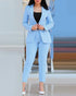 Chic Women's Long Sleeve Suit with Slim-Fit Wrap Buttock Pencil Pants – Elegant 2 Piece Office Ensemble for Autumn and Winter Fashion