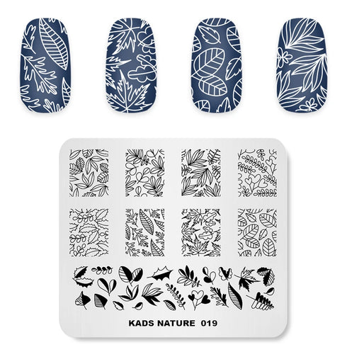Nature-Inspired Nail Art Stamping Plate - Stainless Steel DIY Manicure Tool with Leaf and Umbrella Patterns for Stunning Nail Designs