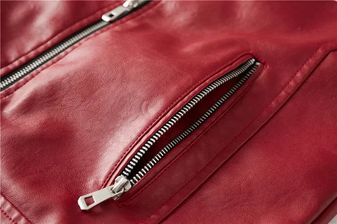 Stylish Men's Motorcycle Slim Fleece Leather Jacket for Spring and Autumn Outdoor Biking Fashion