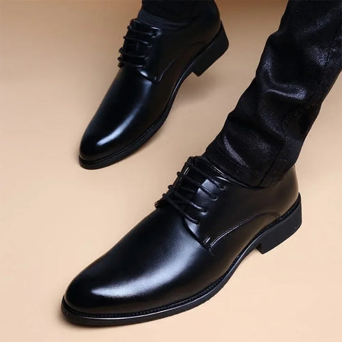 Men's Dress Shoes Casual Style Lace-Up Pointed Design Ideal for Weddings and Business Events
