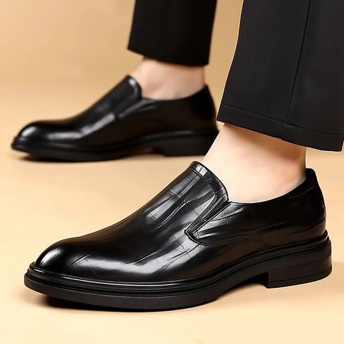 Luxury Men's Casual Loafers Leather Business Wedding Shoes Slip-on Office Formal Footwear