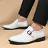 Italian Buckle Loafers for Men Stylish Leather Casual Dress Shoes for Business and Leisure
