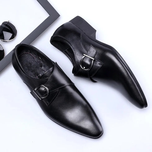 Trendy Men's Oxford Dress Shoes with Buckle Straps - Perfect Formal Footwear for Weddings and Business Occasions in Big Sizes