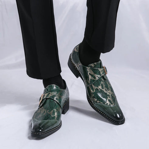 Elegant Handmade Oxford Dress Shoes for Men – Luxury Formal Leather Wedding Party Footwear with Buckle Strap and Pointed Toe Design