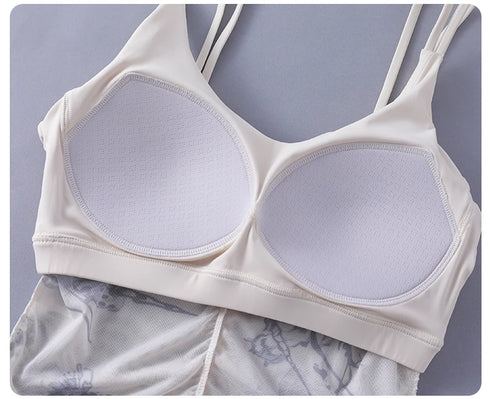 Yoga Bra Women’s Beauty Back Halter One-Piece Chest Pad Sports Crop Top