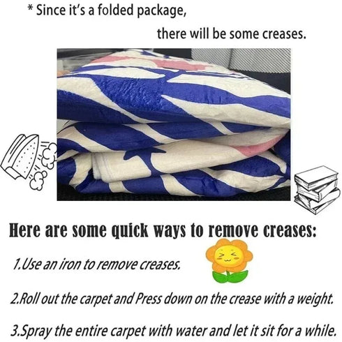 Non-Slip Soft Machine Washable Bohemian Floral Living Room Carpet Rug