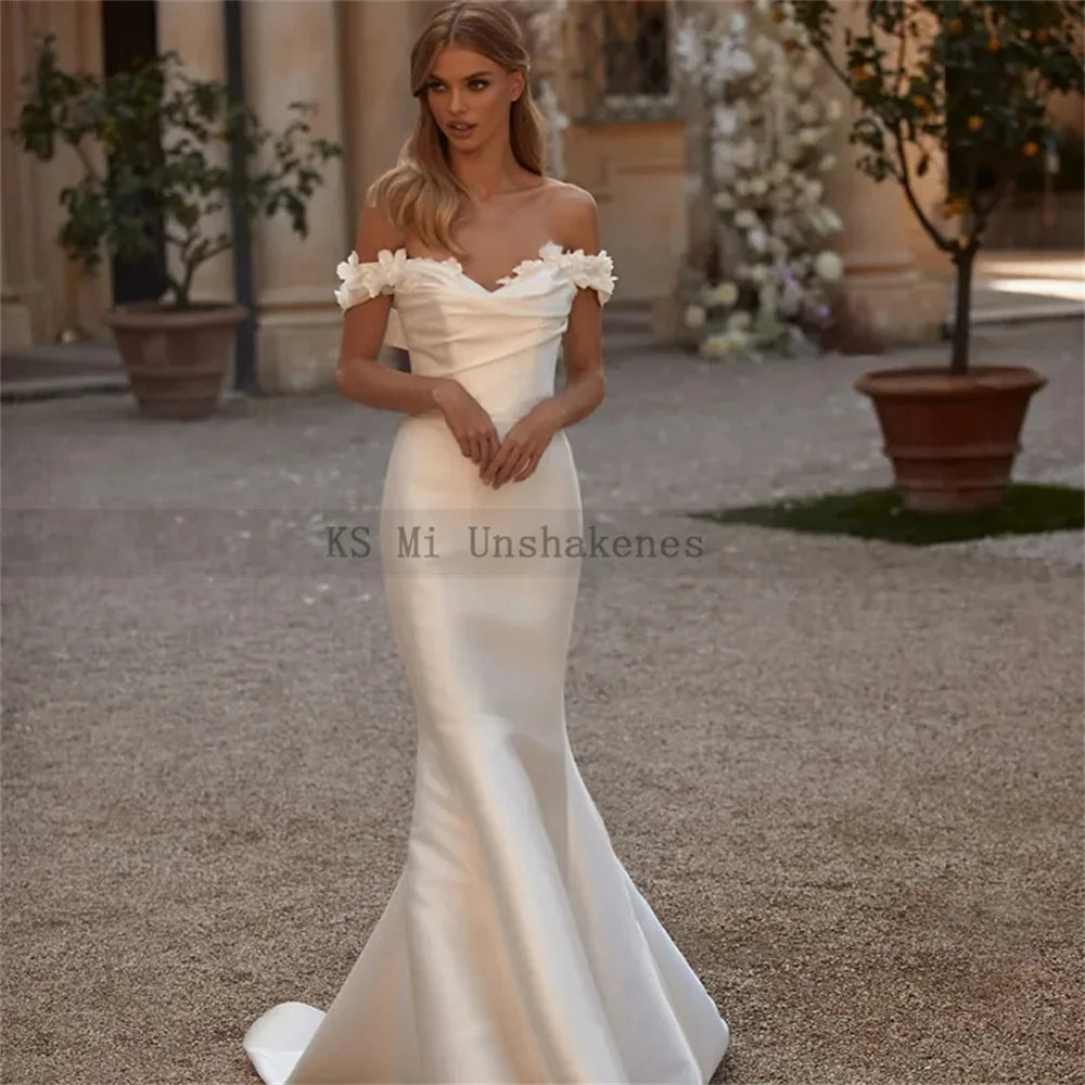 Mermaid Strapless Sweep Train Ivory Wedding Dress with Detachable Sleeves main image 0