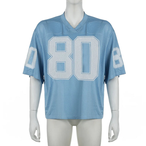 IAMSURE Sporty Activewear Number Printed T Shirt Casual Loose O-Neck Short Sleeve Tees Women 2024 Summer Fashion Streetwear Lady