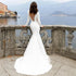 Boho Deep V Neck Wedding Dress Mermaid Ball Gown with Cut Out Appliques and Court Train