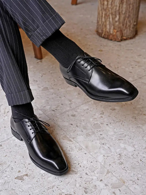 Elegant Plus Size Men's Formal Oxfords - Classic Lace-Up Leather Shoes for Weddings, Office, and Business Casual Events