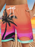 Men's Board Shorts Swim Shorts Drawstring 3D Coconut Tree Beach Shorts