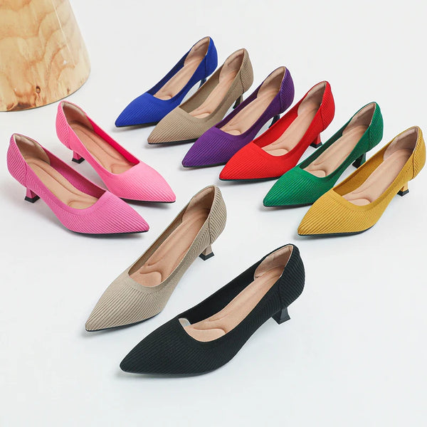Women's High Heels Soft Knitted Comfortable Breathable Shoes