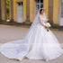 Customized Glitter Long Sleeves Ball Gown Wedding Dress for Women Bride with Chapel Train