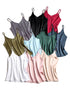Spaghetti Strap Satin Silk Tank Top Women Sleeveless Halter V Neck Camisole Summer Casual Cami