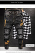 Luxury Streetwear Slim Fit Denim Jeans with 3D Embroidery Design for Casual Spring and Autumn Fashion - Perfect for Medium Wash Jeans Outfit and Punk Style