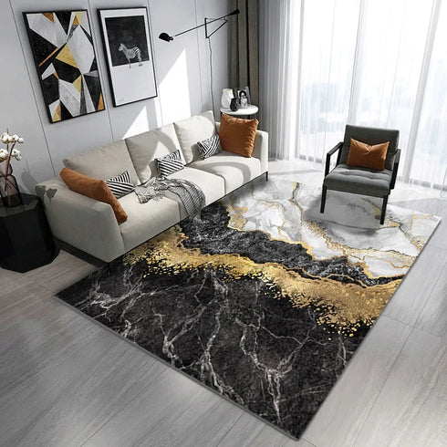 Modern Abstract Marble Area Rug for Living Room and Bedroom Decor