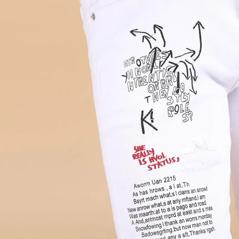 Korean-inspired Men's Slim Fit Distressed Ripped Jeans for Hip Hop Fashion