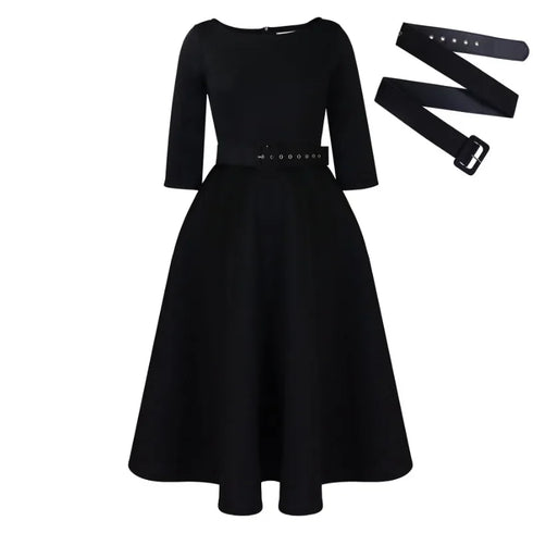 Elegant Women Party Dresses A Line with Waist Belt for Classy Office and Wedding Guests